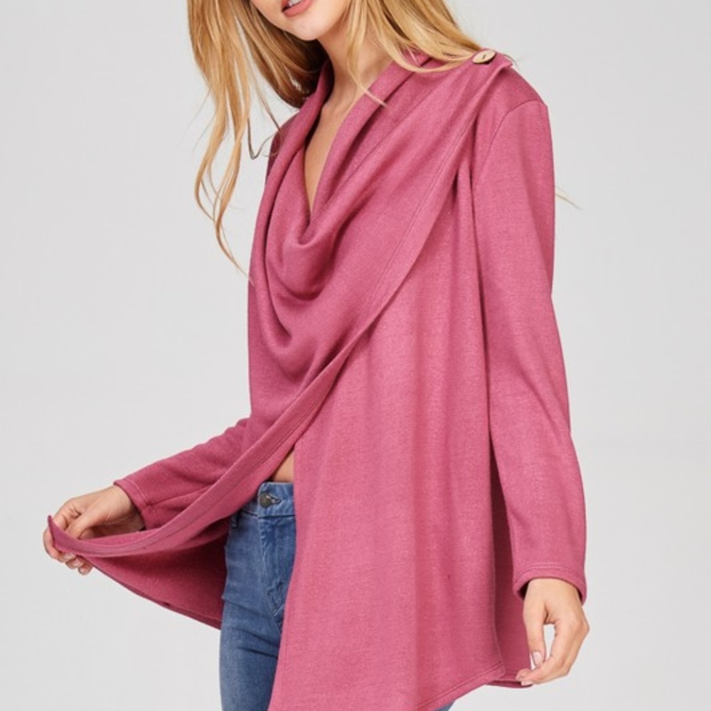 Marsala Shoulder Button Cardigan